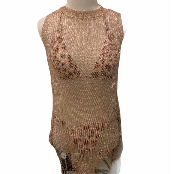 ROSE 🌹 GOLD METALLIC TOP OR COVER UP - Picture 4 of 8